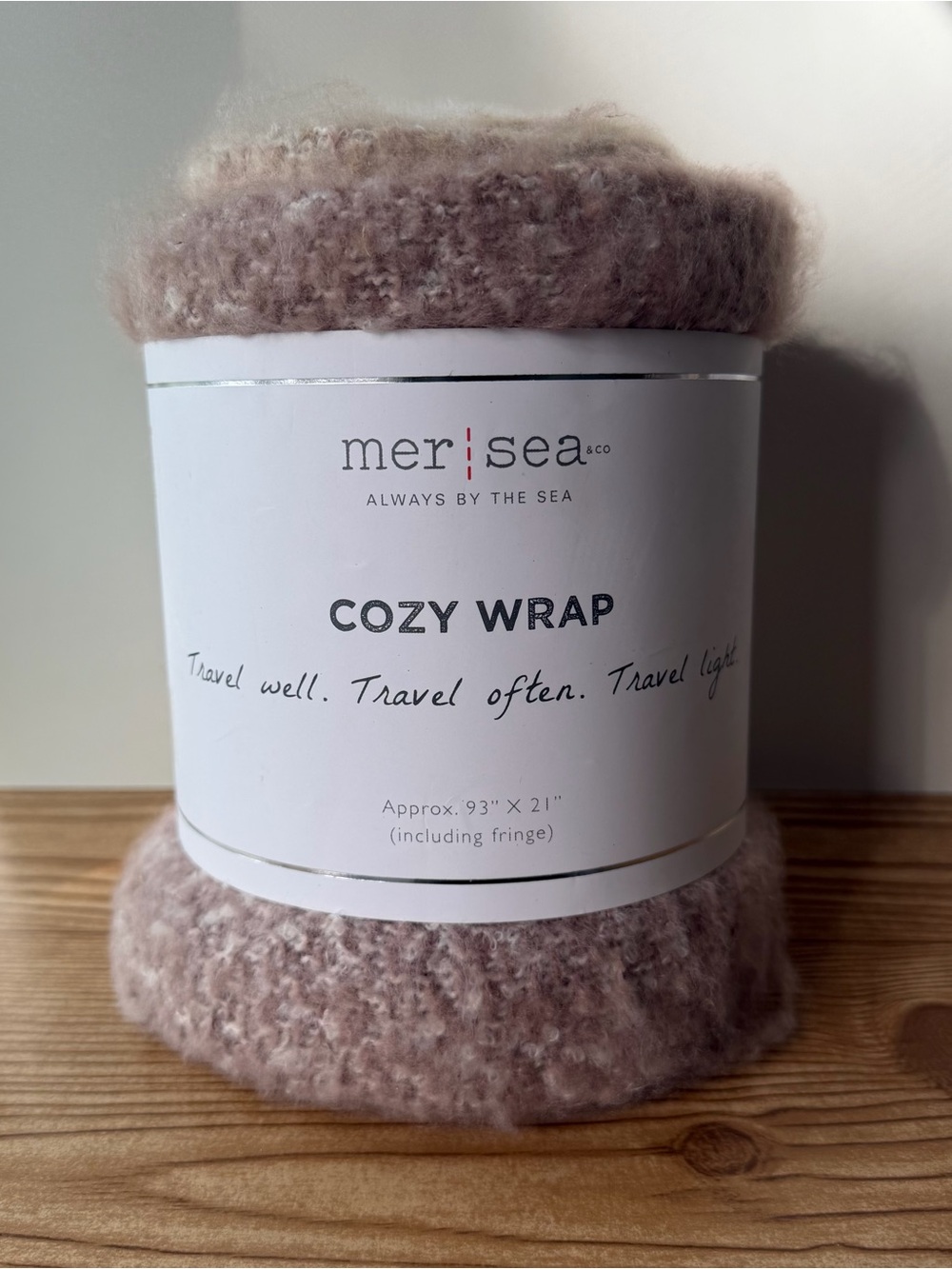Mer-Sea Cozy Wrap Fringe Scarf Ombre Cream & Brown to Dusty Purple/Pink 93”x21”